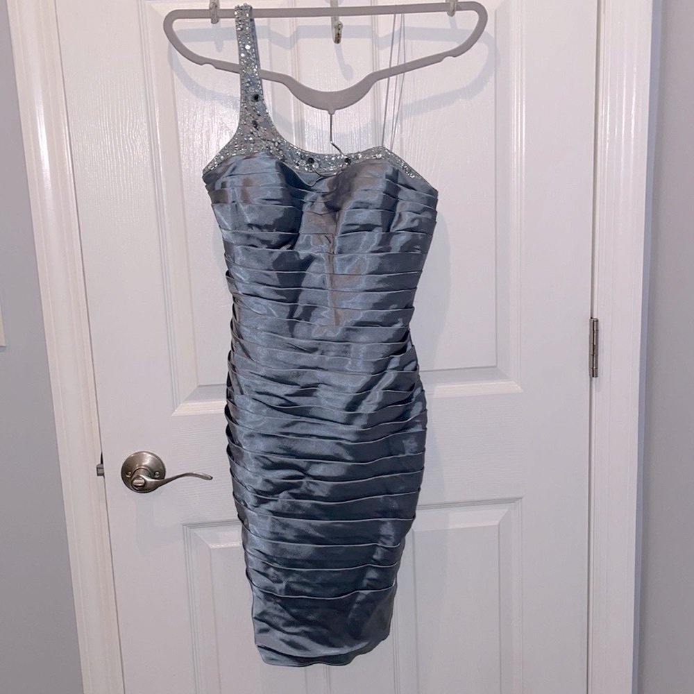 Beaded grey-blue dress sz 6P